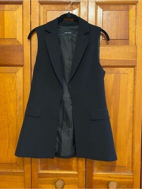 Zara Black Sleeveless Tailored Blazer Vest